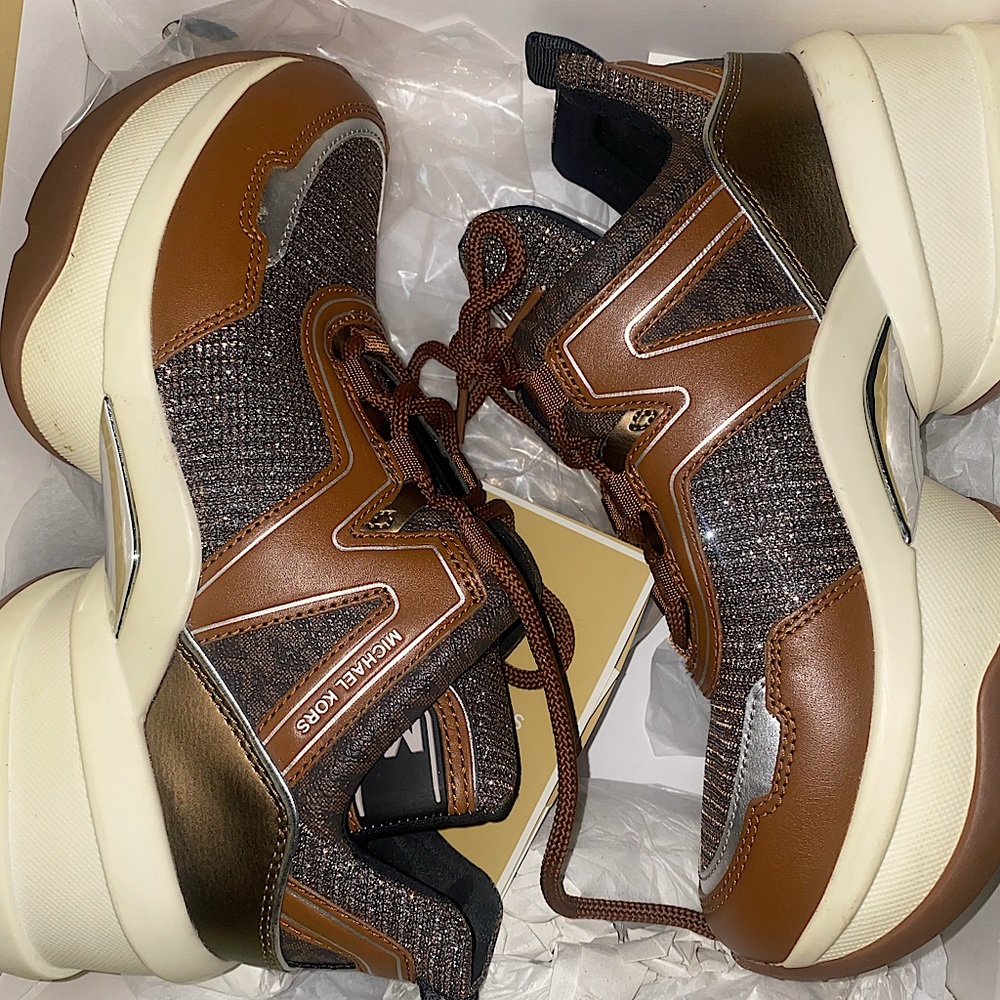 RARE Michael Kors Olympia Trainer Glitter Chain Mesh Sneakers